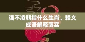 强不凌弱指什么生肖、释义成语解释落实