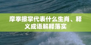 摩拳擦掌代表什么生肖、释义成语解释落实