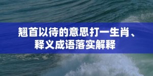 翘首以待的意思打一生肖、释义成语落实解释