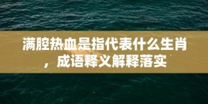 满腔热血是指代表什么生肖，成语释义解释落实