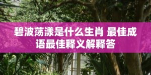 碧波荡漾是什么生肖 最佳成语最佳释义解释答