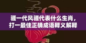 骚一代风骚代表什么生肖，打一最佳正确成语释义解释落实
