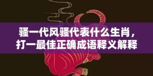 骚一代风骚代表什么生肖，打一最佳正确成语释义解释落实