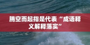 腾空而起指是代表“成语释义解释落实”