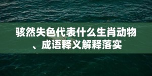 骇然失色代表什么生肖动物、成语释义解释落实