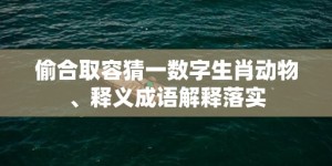 偷合取容猜一数字生肖动物、释义成语解释落实