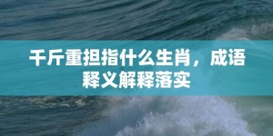 千斤重担指什么生肖，成语释义解释落实