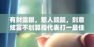 有财露眼，惹人觊觎，刻意炫富不划算指代表打一最佳生肖、释义成语解释落实