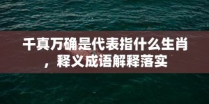 千真万确是代表指什么生肖，释义成语解释落实