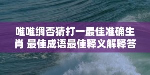 唯唯绸否猜打一最佳准确生肖 最佳成语最佳释义解释答