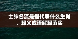 士绅名流是指代表什么生肖、释义成语解释落实