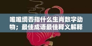 唯唯绸否指什么生肖数字动物；最佳成语最佳释义解释答