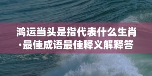 鸿运当头是指代表什么生肖·最佳成语最佳释义解释答