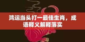 鸿运当头打一最佳生肖，成语释义解释落实