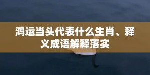 鸿运当头代表什么生肖、释义成语解释落实