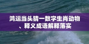 鸿运当头猜一数字生肖动物、释义成语解释落实