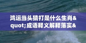 鸿运当头猜打是什么生肖"成语释义解释落实"