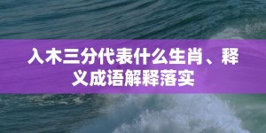 入木三分代表什么生肖、释义成语解释落实