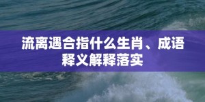 流离遇合指什么生肖、成语释义解释落实