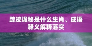 踪迹诡秘是什么生肖、成语释义解释落实