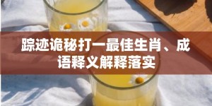 踪迹诡秘打一最佳生肖、成语释义解释落实