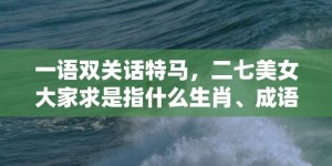 一语双关话特马，二七美女大家求是指什么生肖、成语释义解释落实