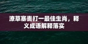 潦草塞责打一最佳生肖，释义成语解释落实