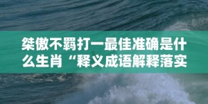 桀傲不羁打一最佳准确是什么生肖“释义成语解释落实”