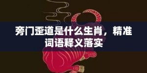 旁门歪道是什么生肖，精准词语释义落实