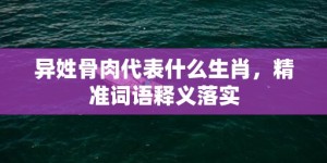 异姓骨肉代表什么生肖，精准词语释义落实