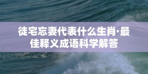 徒宅忘妻代表什么生肖·最佳释义成语科学解答