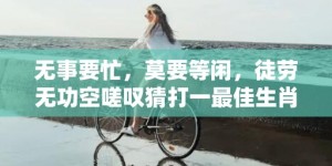 无事要忙，莫要等闲，徒劳无功空嗟叹猜打一最佳生肖是什么动物“精准词语释义落实“