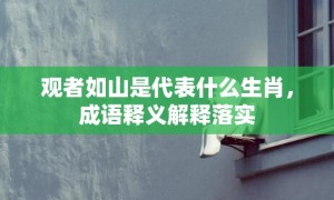 观者如山是代表什么生肖，成语释义解释落实