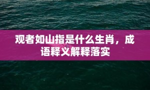 观者如山指是什么生肖，成语释义解释落实