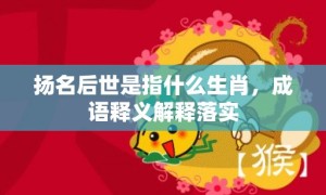 扬名后世是指什么生肖，成语释义解释落实