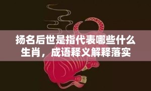 扬名后世是指代表哪些什么生肖，成语释义解释落实