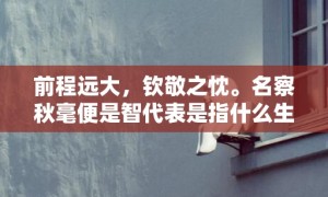 前程远大，钦敬之忱。名察秋毫便是智代表是指什么生肖，成语释义解释落实