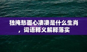 独掩愁面心凄凄是什么生肖，词语释义解释落实