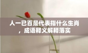 人一已百是代表指什么生肖，成语释义解释落实