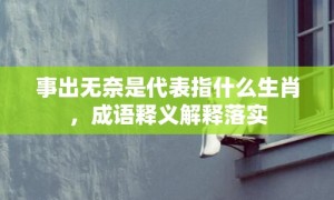 事出无奈是代表指什么生肖，成语释义解释落实