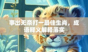 事出无奈打一最佳生肖，成语释义解释落实