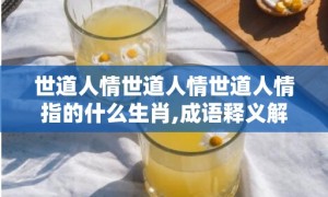 世道人情世道人情世道人情指的什么生肖,成语释义解释落实