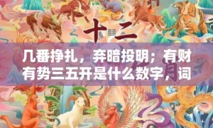 几番挣扎，弃暗投明；有财有势三五开是什么数字，词语释义落实解释