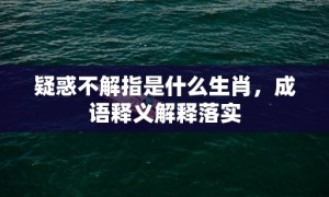 疑惑不解指是什么生肖，成语释义解释落实