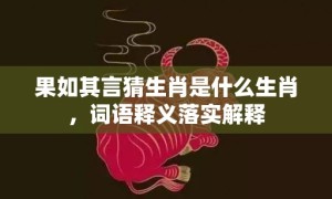 果如其言猜生肖是什么生肖，词语释义落实解释