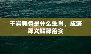 千岩竞秀是什么生肖，成语释义解释落实