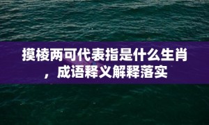 摸棱两可代表指是什么生肖，成语释义解释落实