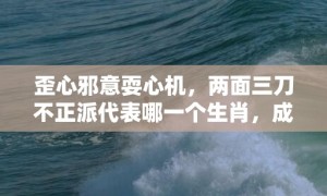 歪心邪意耍心机，两面三刀不正派代表哪一个生肖，成语释义解释落实