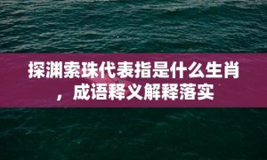 探渊索珠代表指是什么生肖，成语释义解释落实