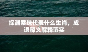 探渊索珠代表什么生肖，成语释义解释落实